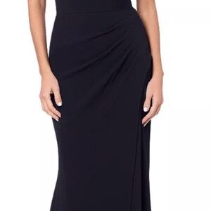 Xscape Shelley Off-the-Shoulder Chiffon Scallop Neck Dress